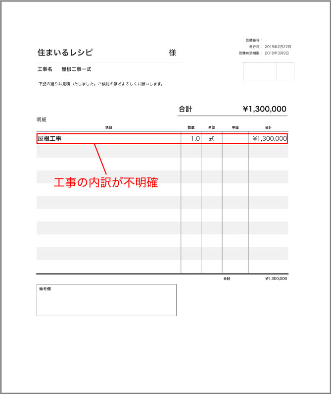 屋根修理の悪徳業者の見積もり